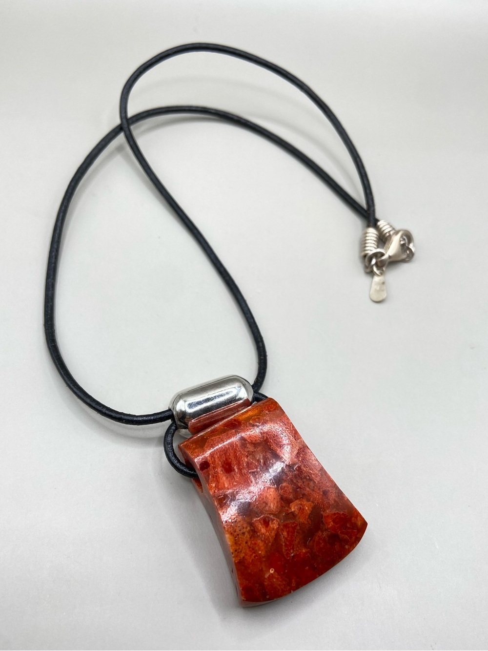 Silpada Cardinal Rule Red Sponge Coral Pendant Necklace N0965